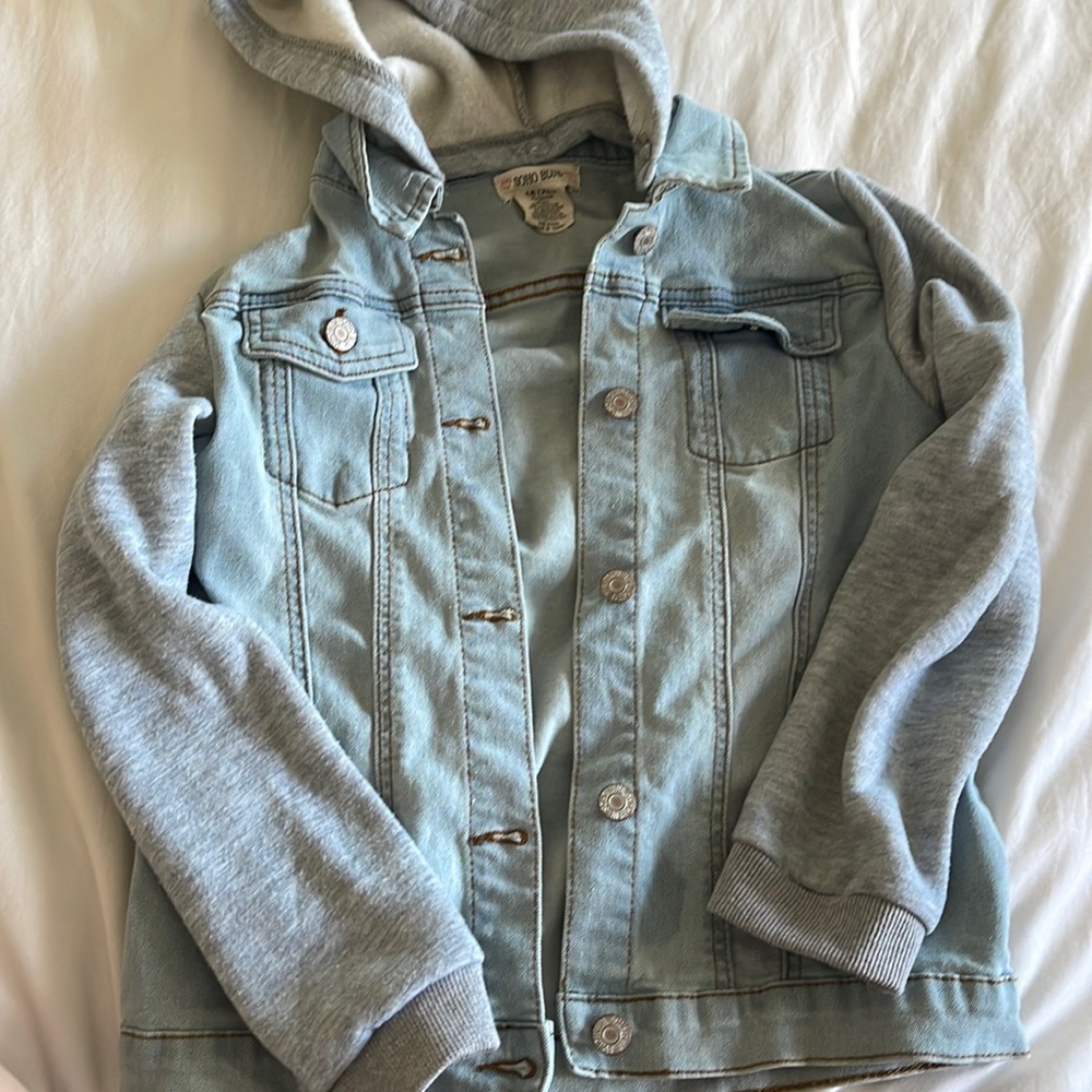 Soho blue Jean jacket with hood size 16 xl girls